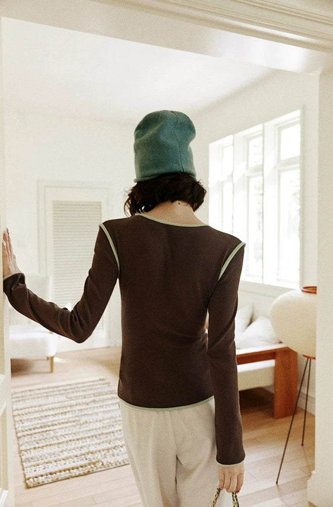 Asymmetric Contrast Trim Top / アシンメトリートリムトップ