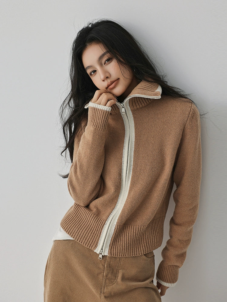 Zip-up Wool Blend Knit Cardigan / ジップアップウールブレンドニットカーディガン