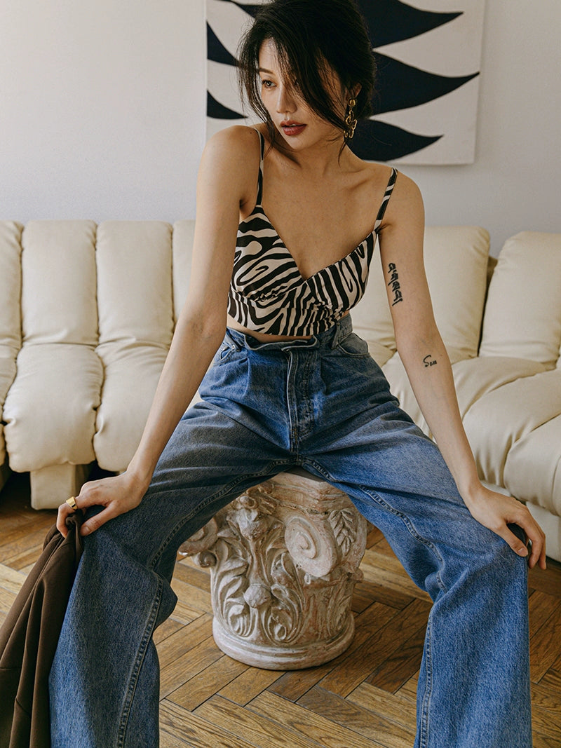 High Waisted Zebra Print Tube Top / ハイウエストゼブラチューブトップ