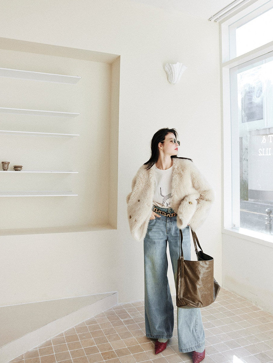 Light Wash Wide Denim Pants