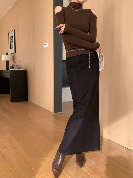 Minimal Straight Long Skirt