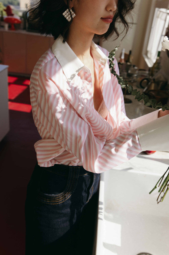 Wide Cuff Pink Cleric Shirt / ワイドカフ ピンククレリックシャツ