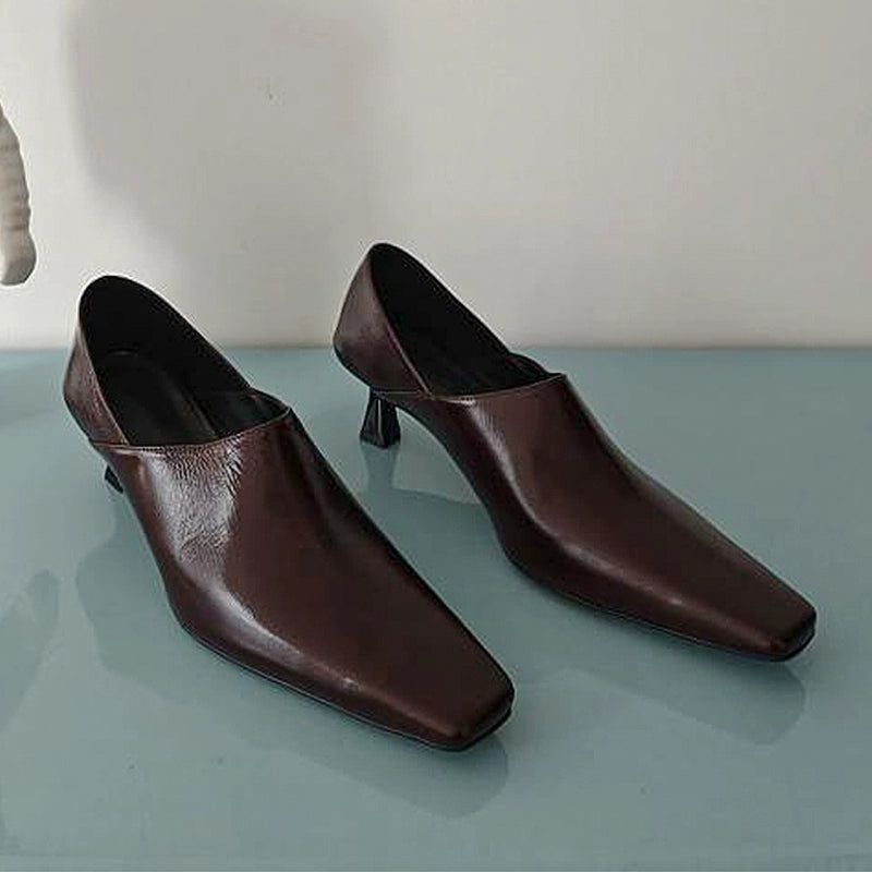 Square Toe Leather Mules / スクエアトゥレザーミュール