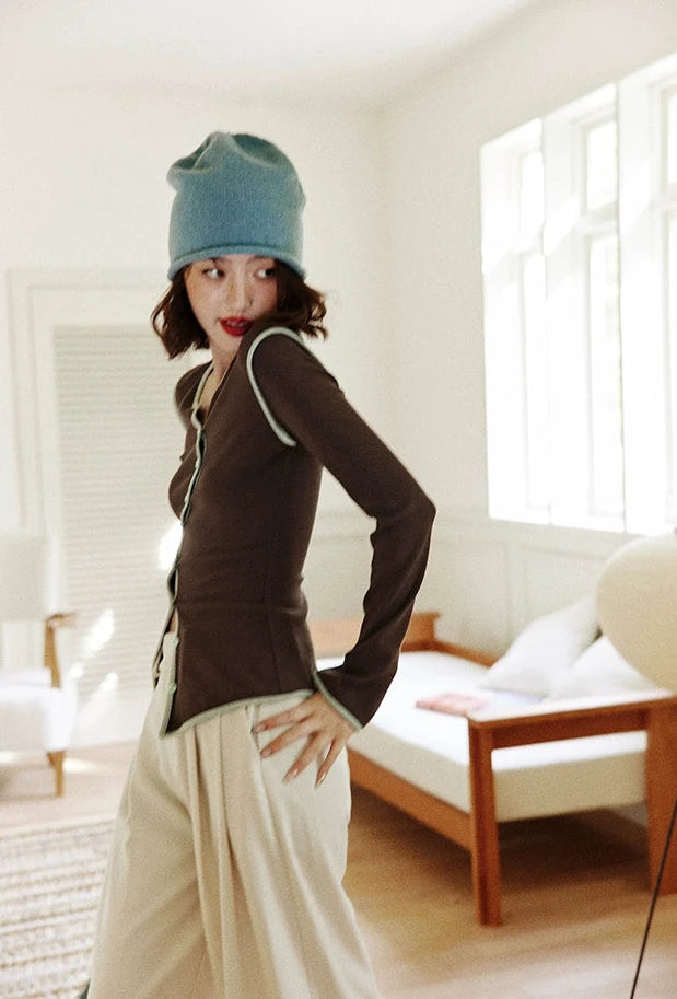 Asymmetric Contrast Trim Top / アシンメトリートリムトップ