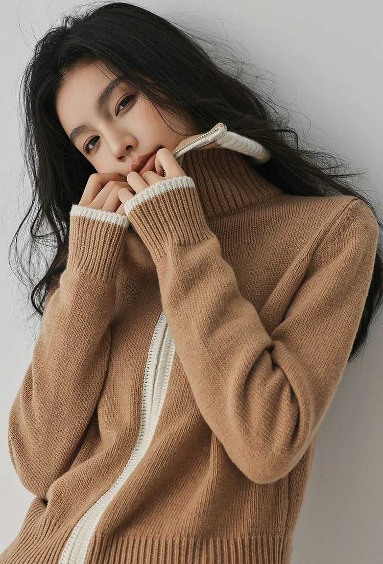 Zip-up Wool Blend Knit Cardigan / ジップアップウールブレンドニットカーディガン