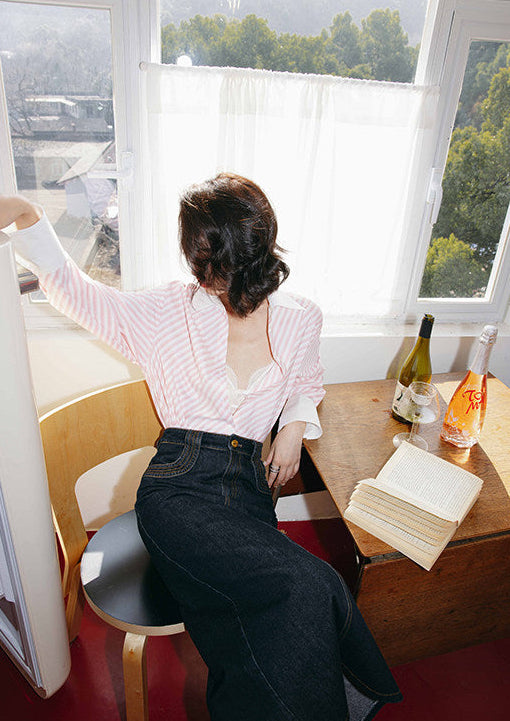 Wide Cuff Pink Cleric Shirt / ワイドカフ ピンククレリックシャツ