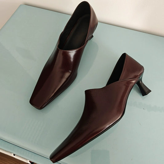 Square Toe Leather Mules / スクエアトゥレザーミュール