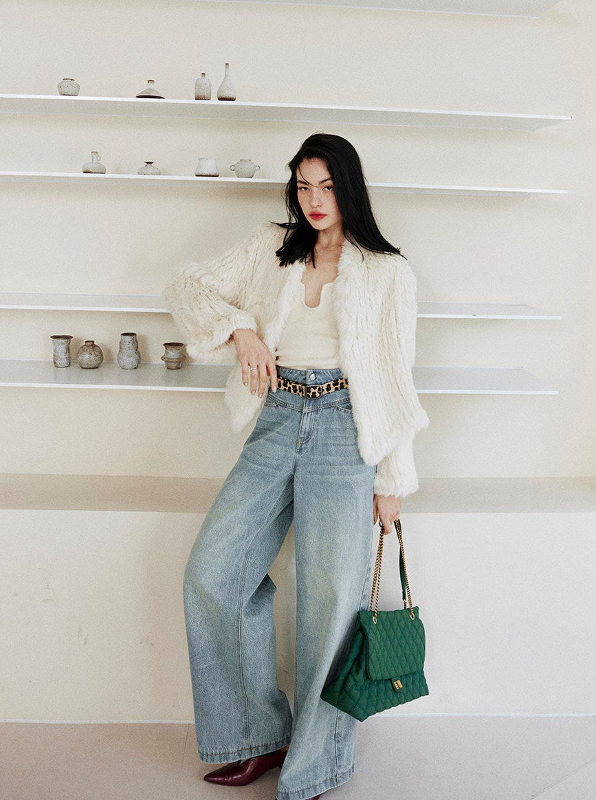 Light Wash Wide Denim Pants
