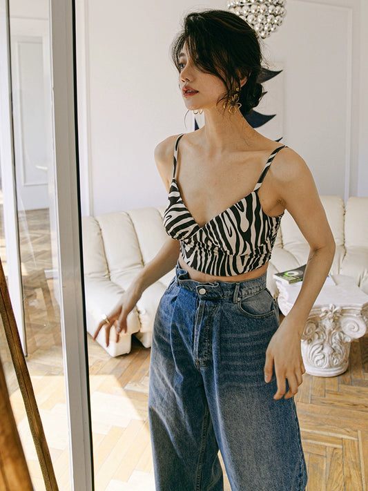 High Waisted Zebra Print Tube Top / ハイウエストゼブラチューブトップ