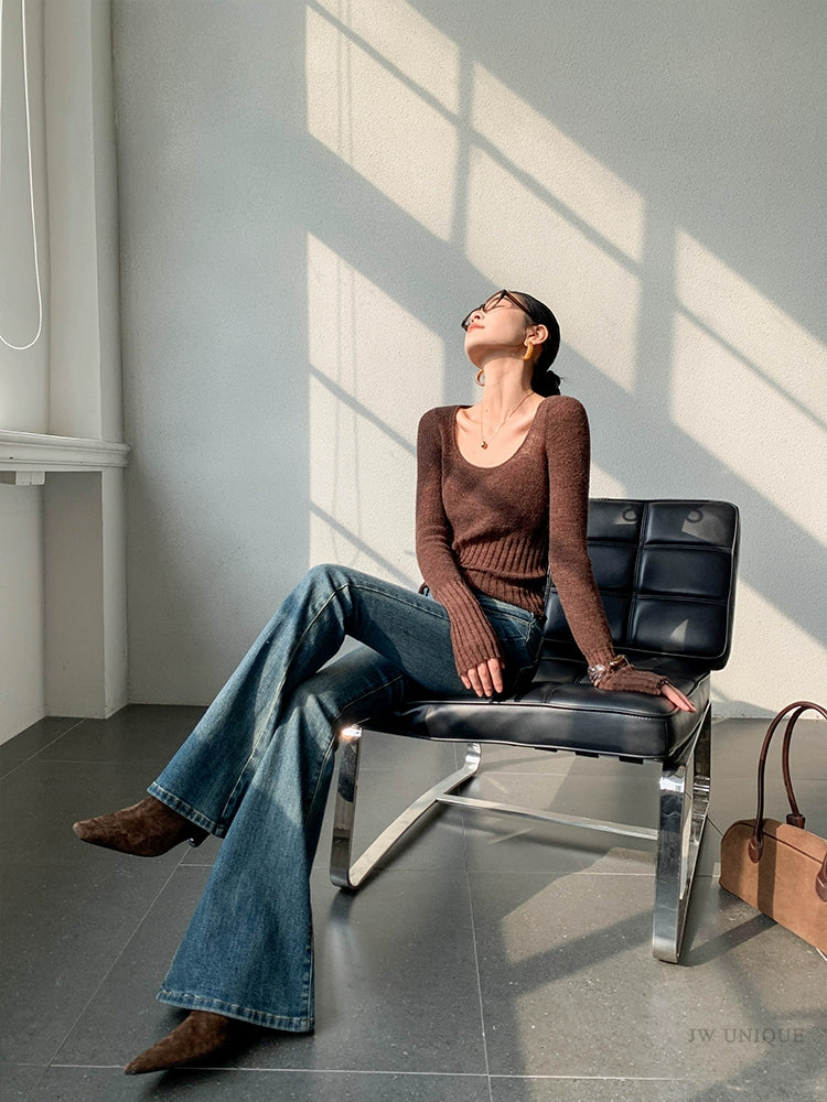 Soft Mohair Mix Knit Top / ソフトモヘアミックスニットトップ