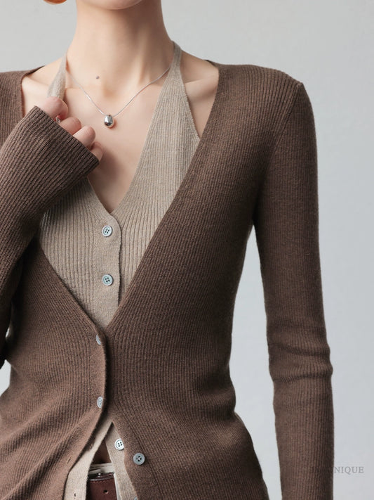 Layered Knit Cardigan / レイヤードリブカーディガン