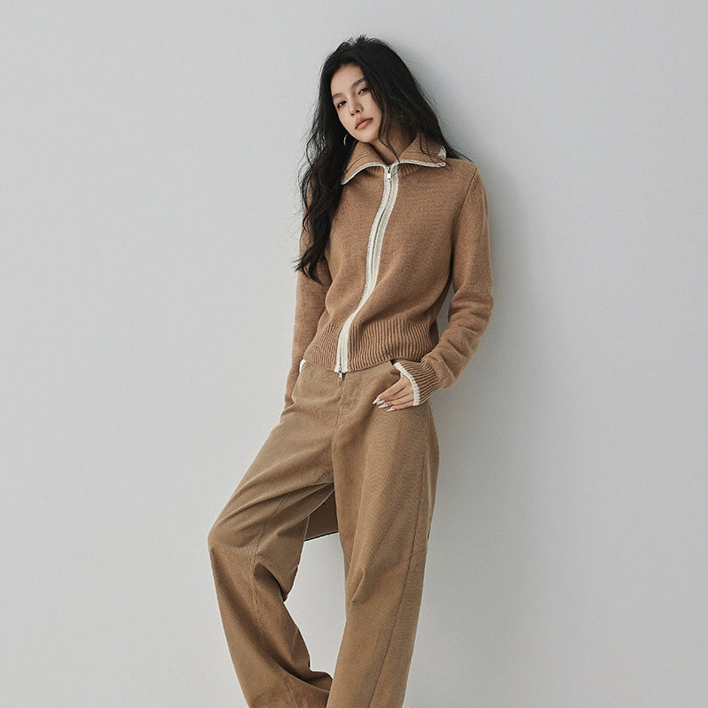 Zip-up Wool Blend Knit Cardigan / ジップアップウールブレンドニットカーディガン