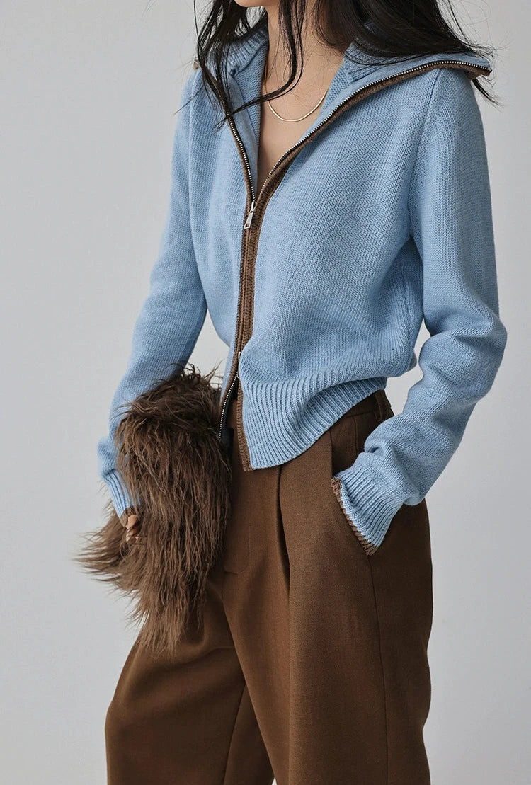 Zip-up Wool Blend Knit Cardigan / ジップアップウールブレンドニットカーディガン