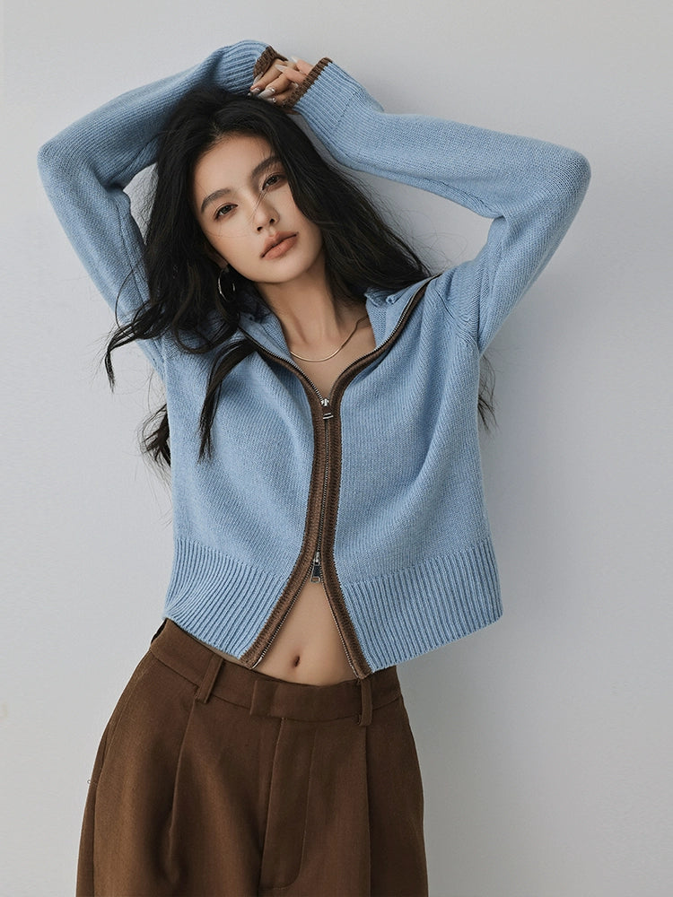 Zip-up Wool Blend Knit Cardigan / ジップアップウールブレンドニットカーディガン