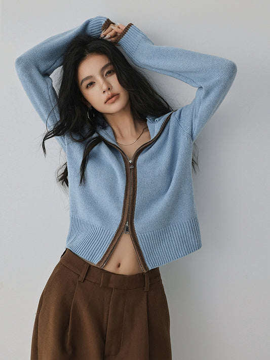 Zip-up Wool Blend Knit Cardigan / ジップアップウールブレンドニットカーディガン