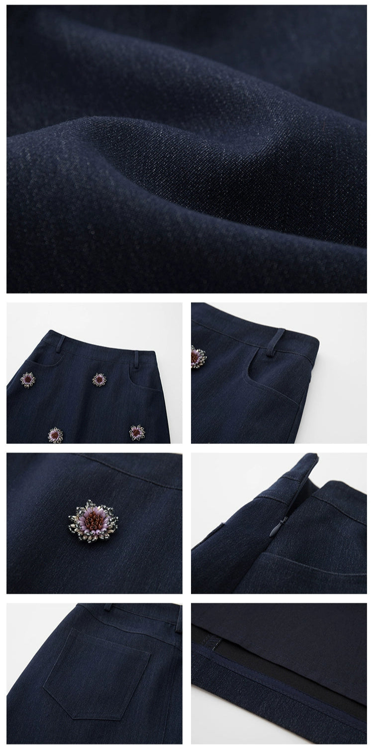 Beaded Denim Mini Skirt / ビーズデニムミニスカート