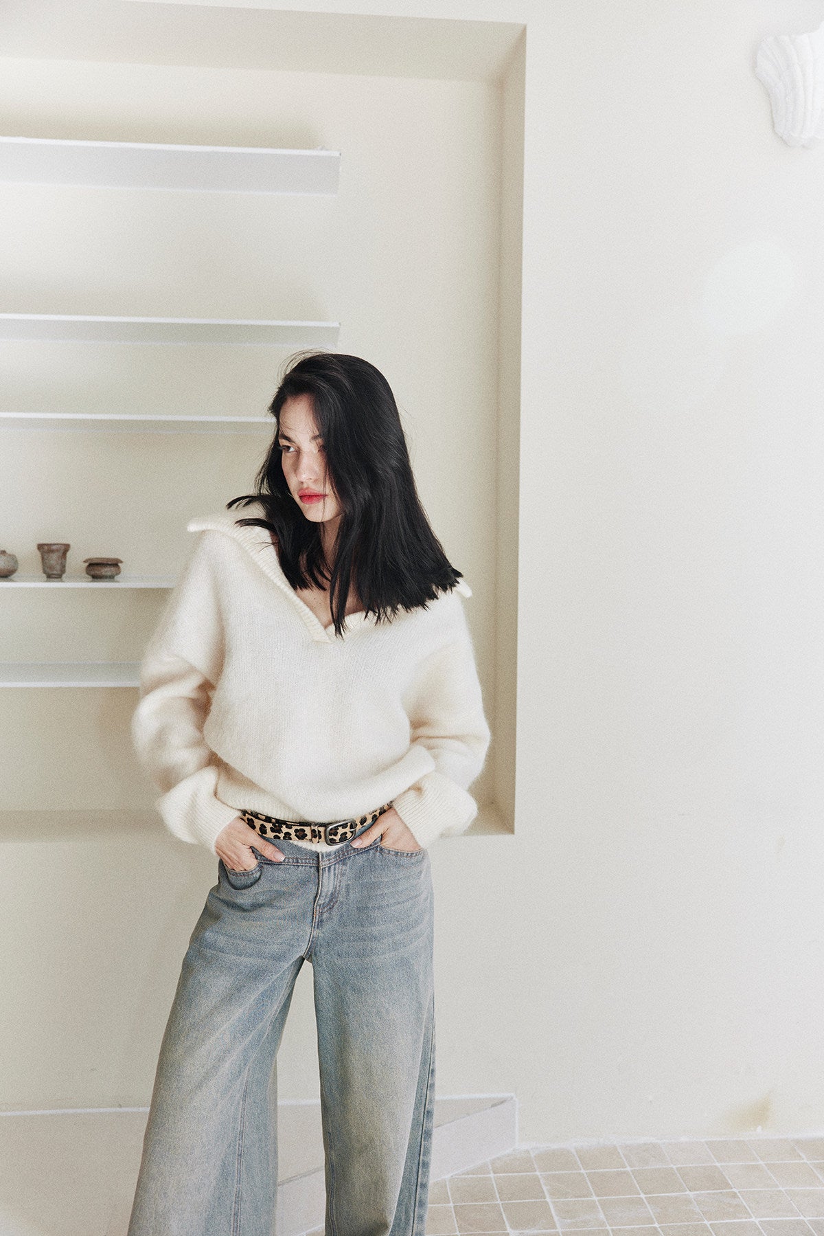 Soft Mohair Nuance-Collar Pullover
 / ソフトモヘアニュアンスカラープルオーバー