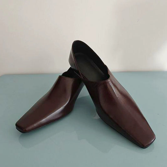 Square Toe Leather Mules / スクエアトゥレザーミュール