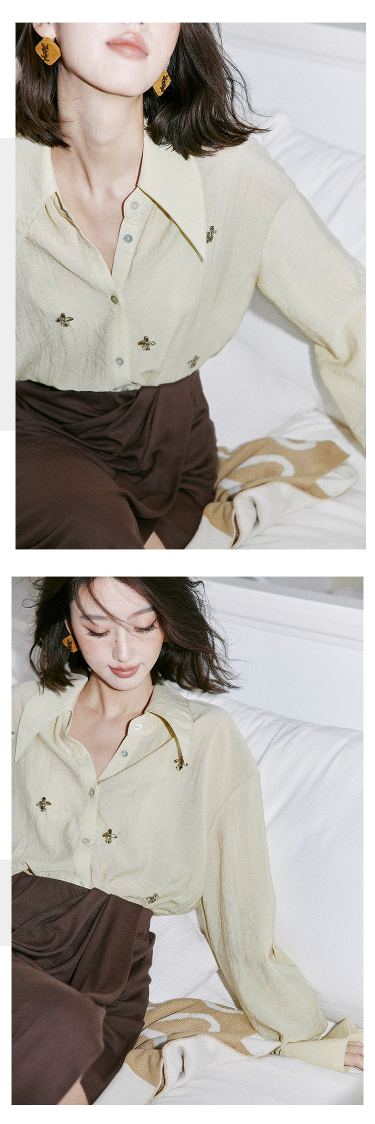 Crystal Accent Blouse / クリスタルポイントブラウス