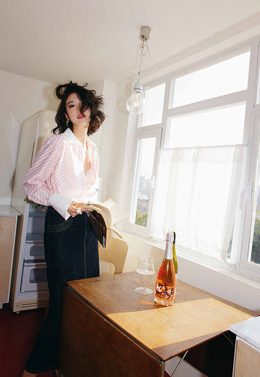 Wide Cuff Pink Cleric Shirt / ワイドカフ ピンククレリックシャツ