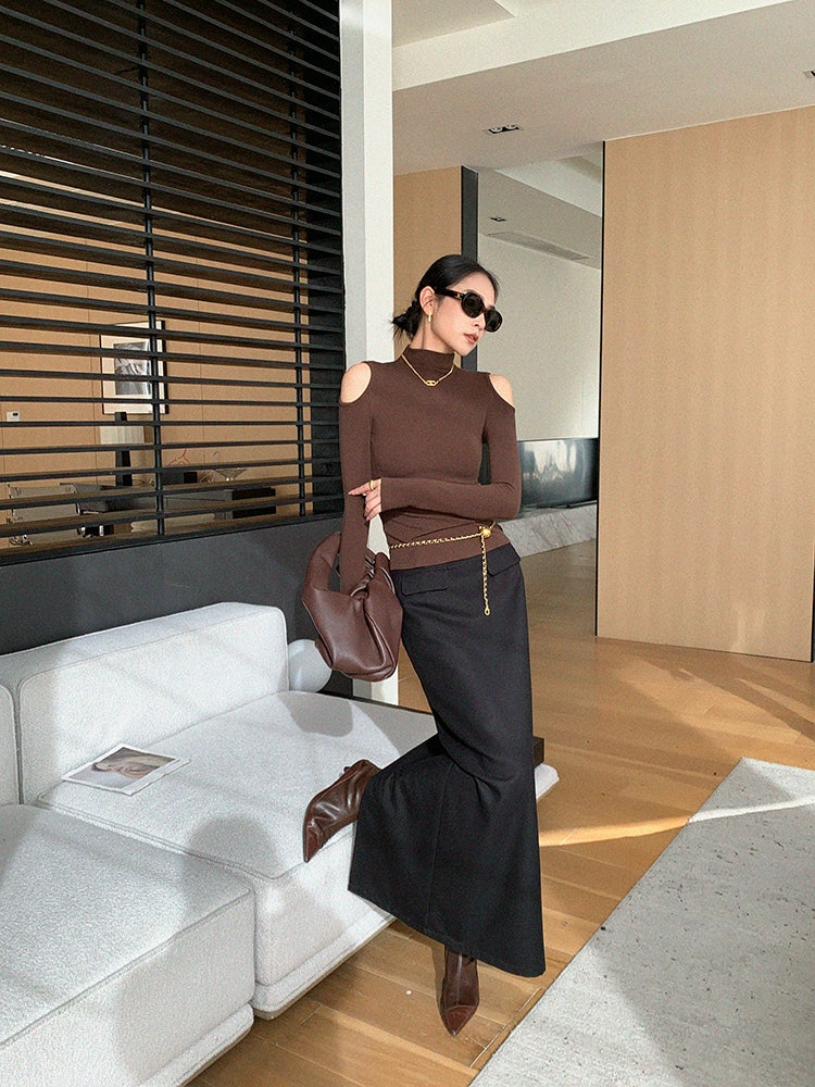 Minimal Straight Long Skirt