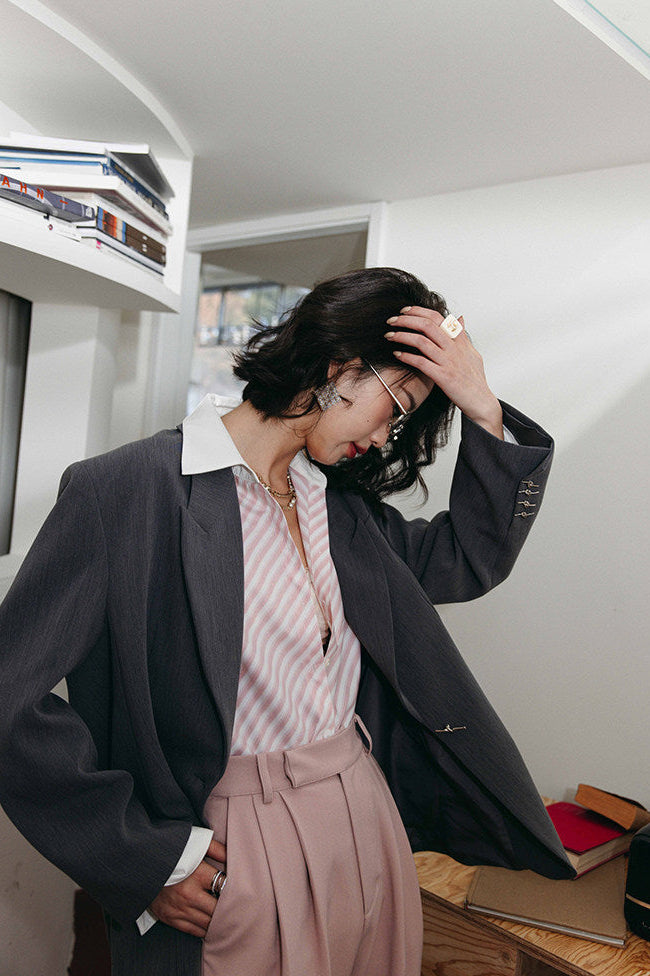 Wide Cuff Pink Cleric Shirt / ワイドカフ ピンククレリックシャツ