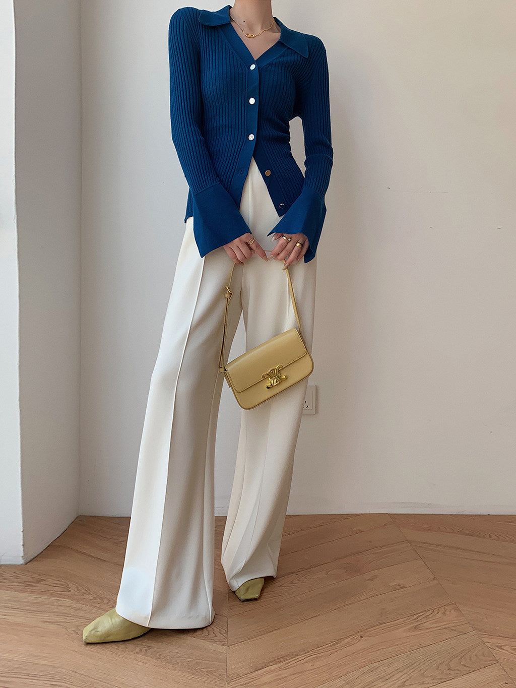 Rib Knit Collar Cardigan