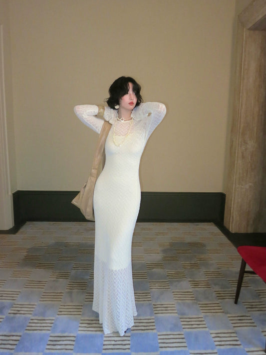 Sheer Textured Long Dress Set / シアーテクスチャーロングワンピース