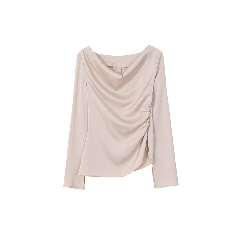 Draped Neck Satin Top