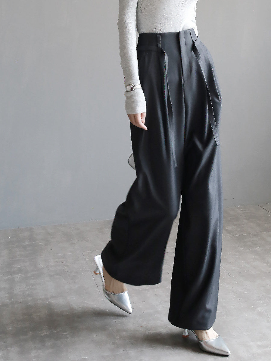 Belted Drape Wide Slacks / ベルテッドドレープワイドスラックス