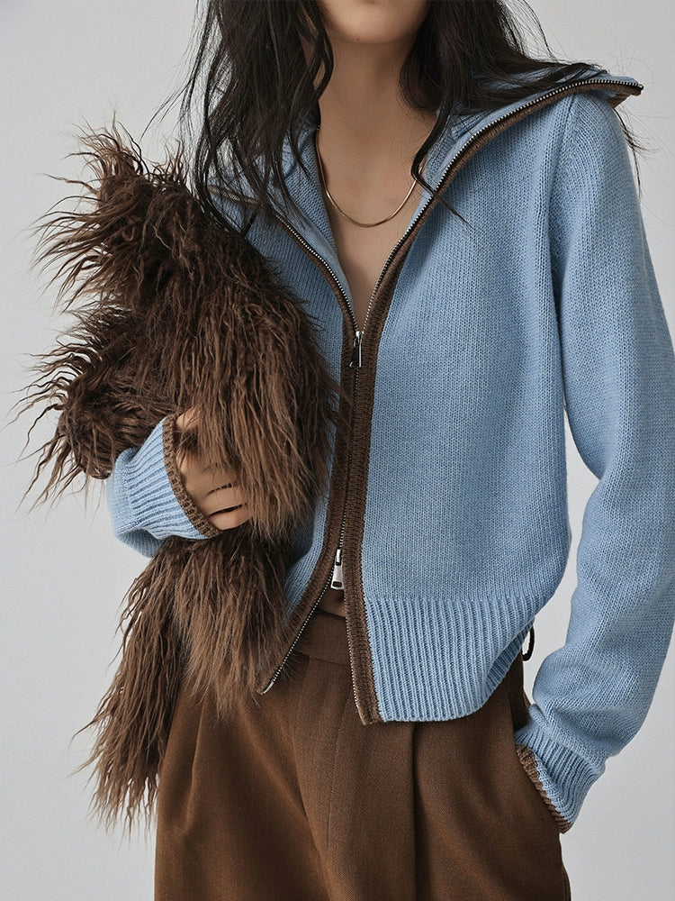 Zip-up Wool Blend Knit Cardigan / ジップアップウールブレンドニットカーディガン