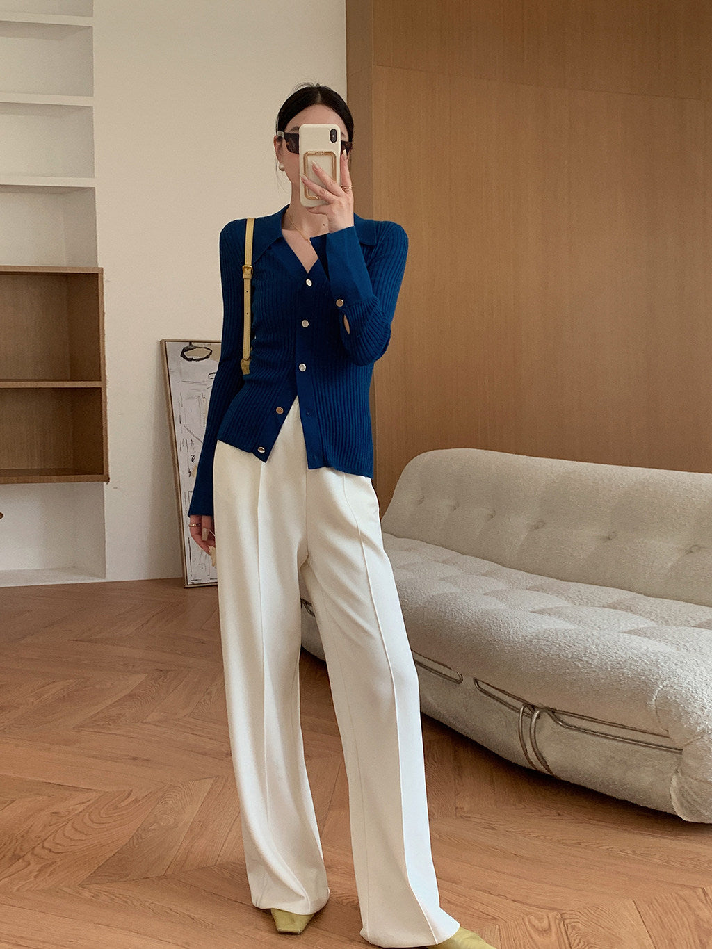 Rib Knit Collar Cardigan