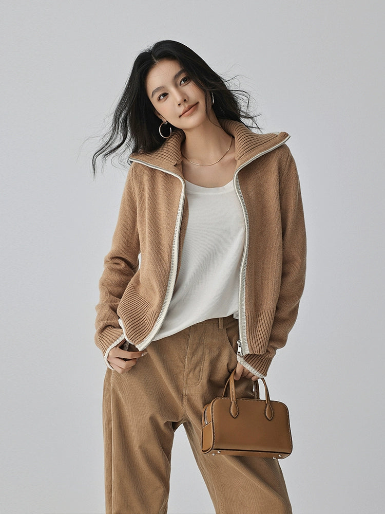 Zip-up Wool Blend Knit Cardigan / ジップアップウールブレンドニットカーディガン