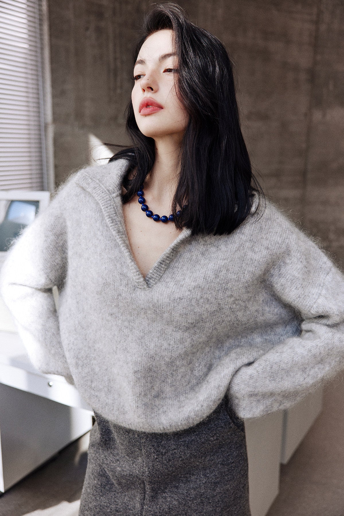 Soft Mohair Nuance-Collar Pullover
 / ソフトモヘアニュアンスカラープルオーバー