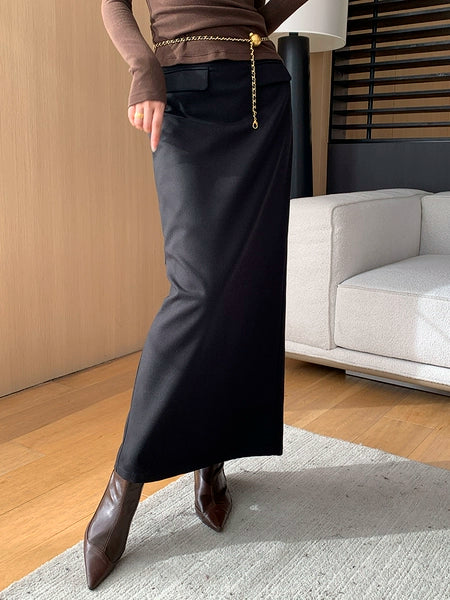 Minimal Straight Long Skirt