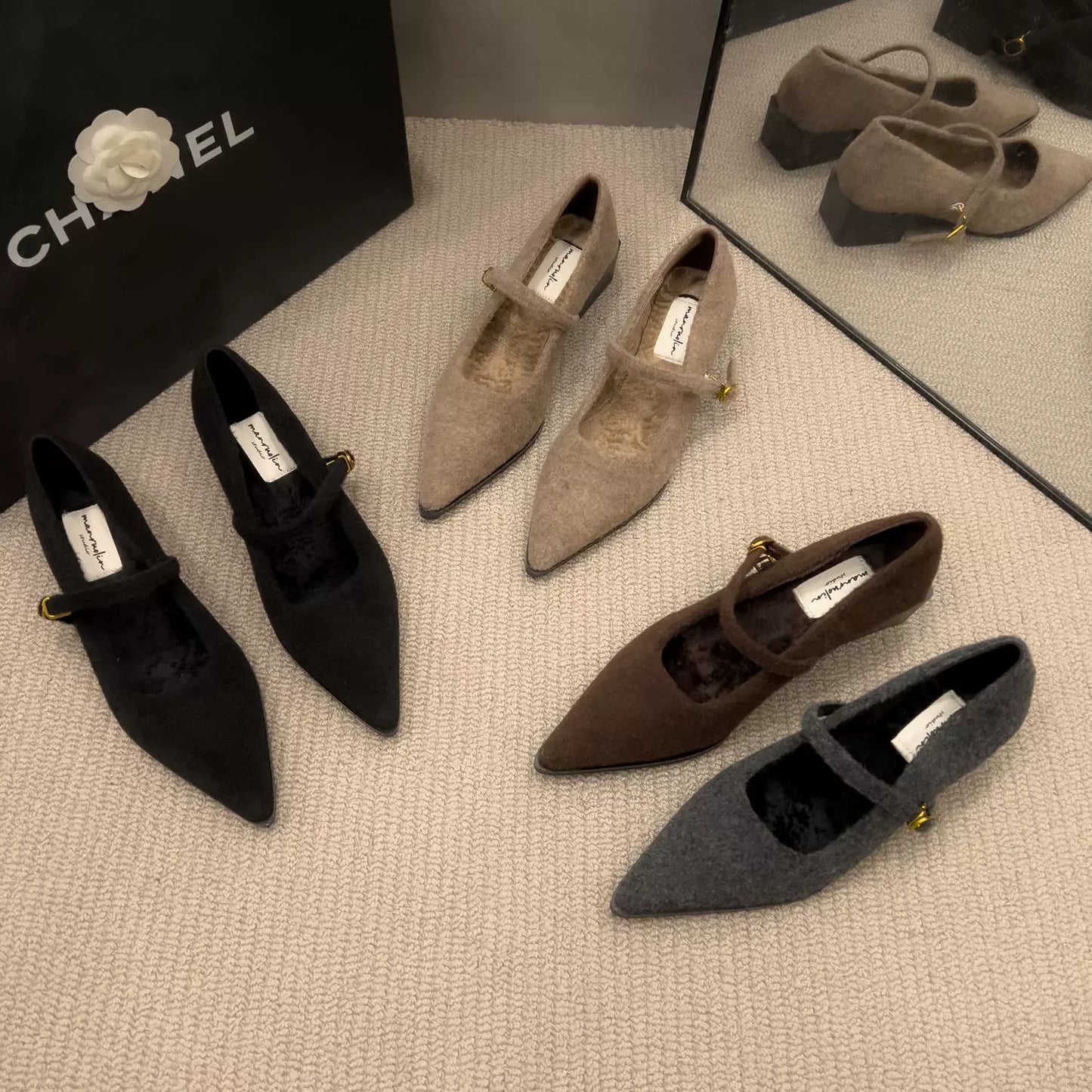 Wool-touch Mary Jane Pumps / ウールタッチメリージェーンパンプス