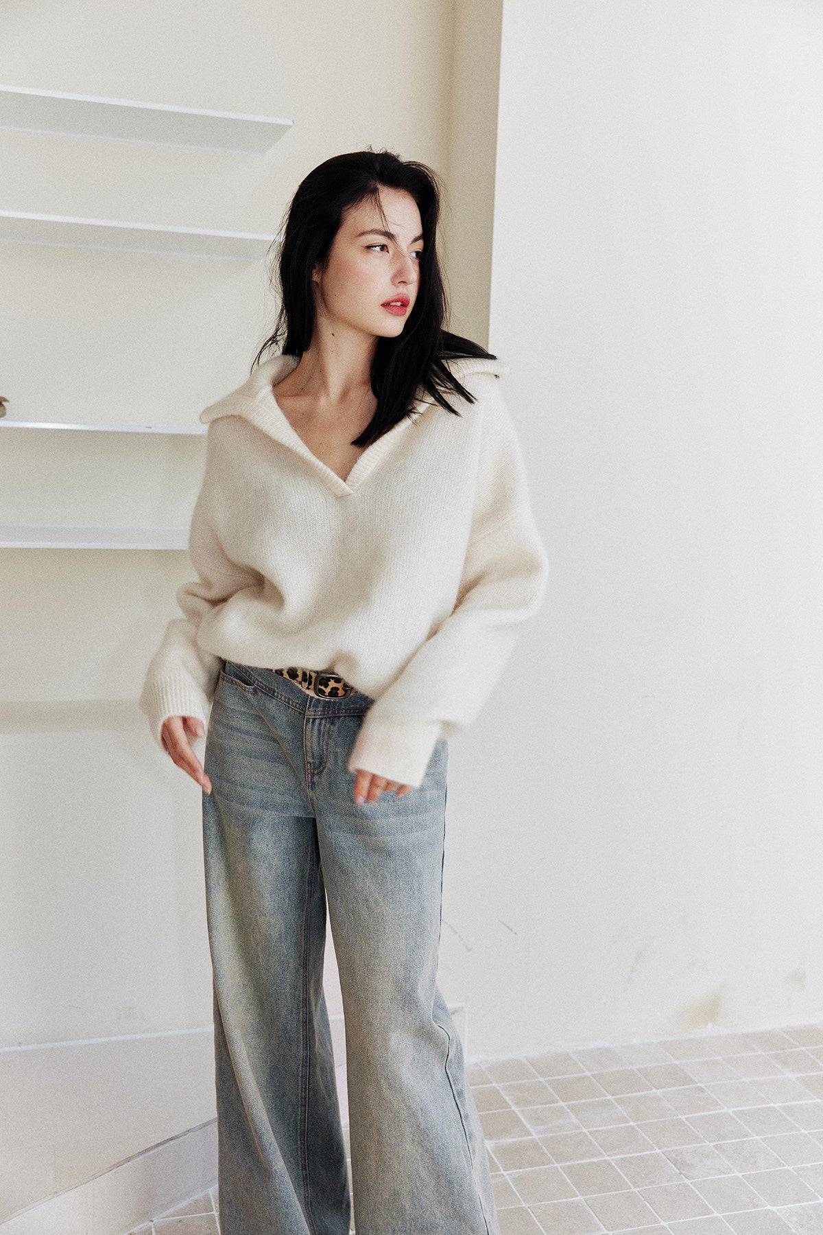 Soft Mohair Nuance-Collar Pullover
 / ソフトモヘアニュアンスカラープルオーバー