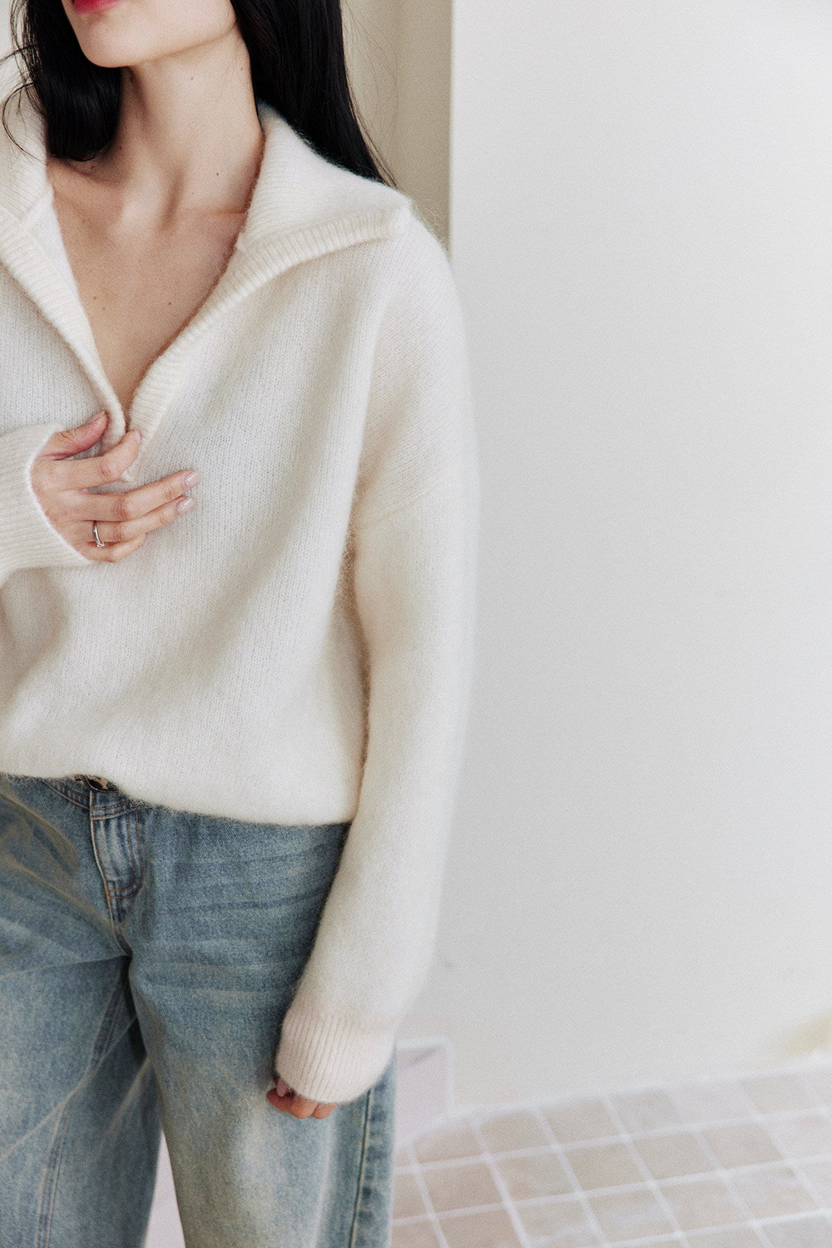 Soft Mohair Nuance-Collar Pullover
 / ソフトモヘアニュアンスカラープルオーバー