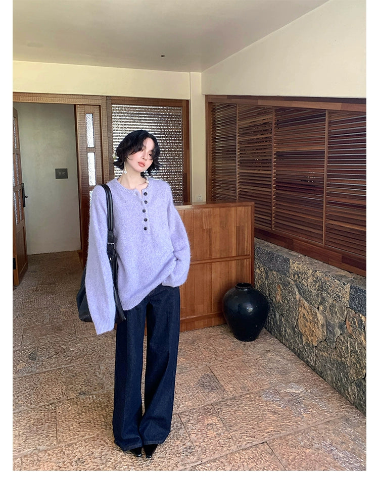 Alpaca Blend Henley Knit / アルパカブレンドヘンリーニット