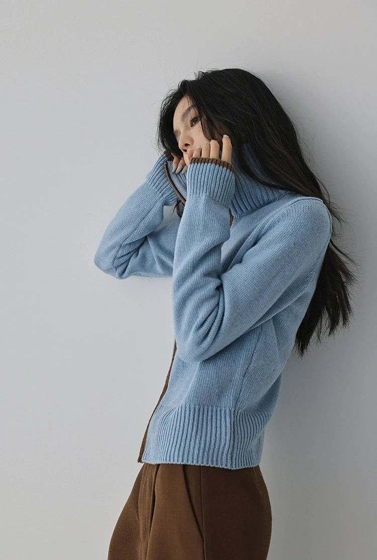 Zip-up Wool Blend Knit Cardigan / ジップアップウールブレンドニットカーディガン