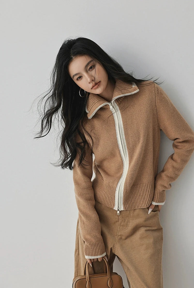 Zip-up Wool Blend Knit Cardigan / ジップアップウールブレンドニットカーディガン