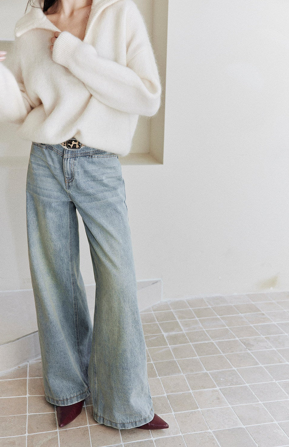 Light Wash Wide Denim Pants