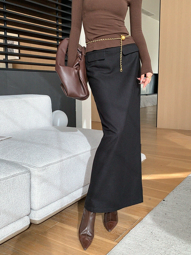 Minimal Straight Long Skirt