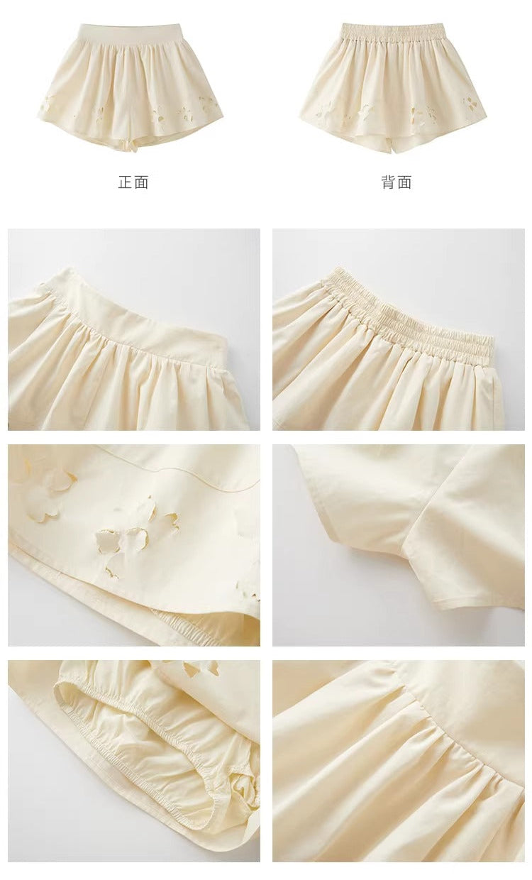 Flower Cutwork Shirt & Flare Skort
