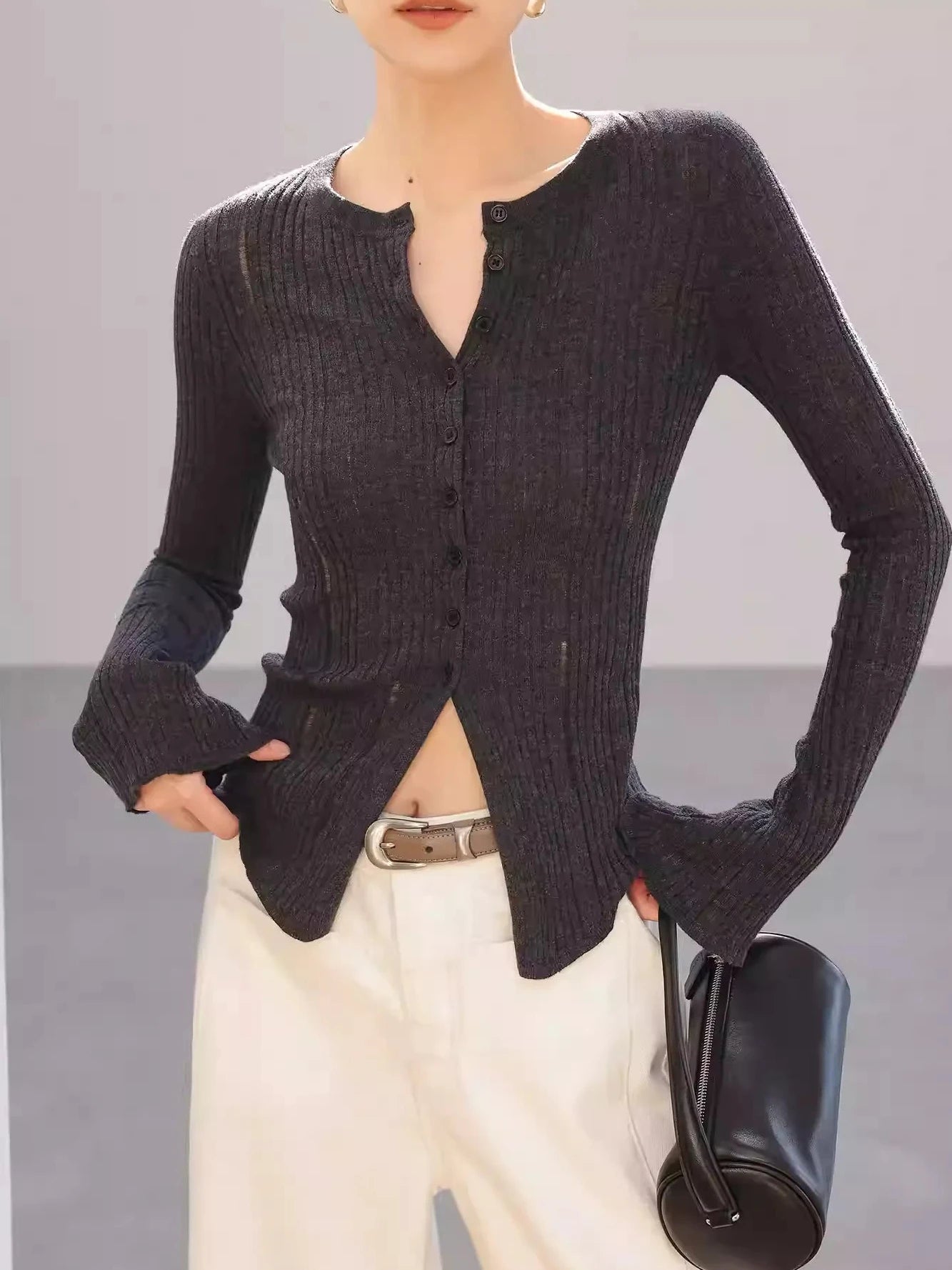 Rib Button Cardigan / リブボタンカーディガン