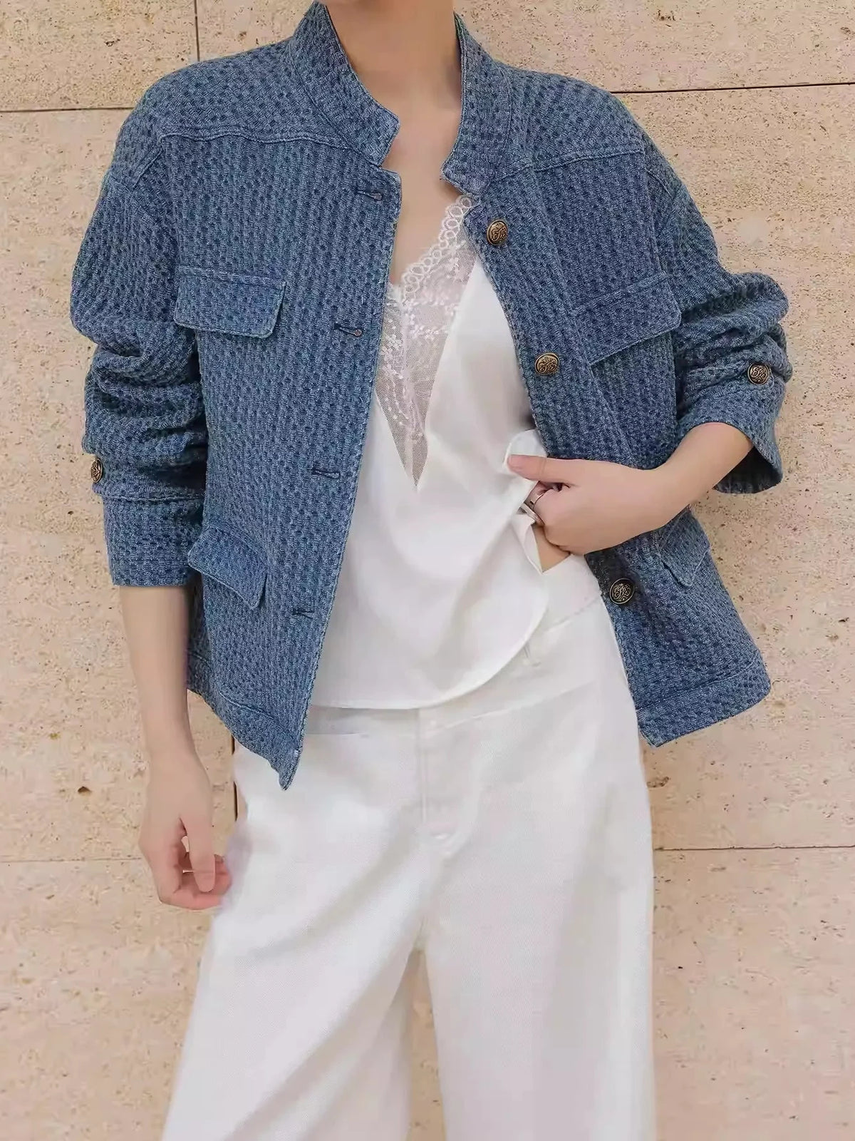 Textured Denim Jacket