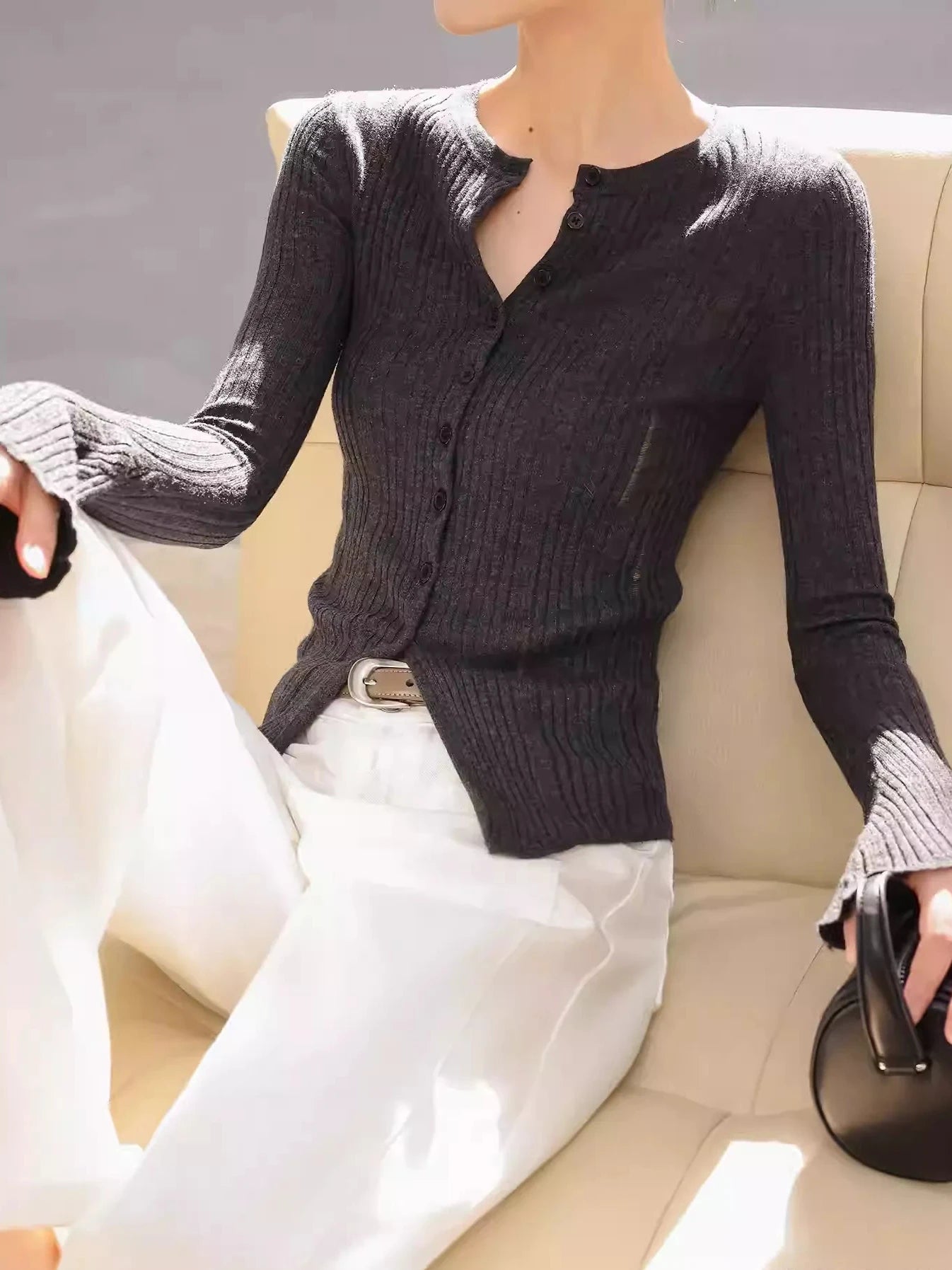 Rib Button Cardigan / リブボタンカーディガン