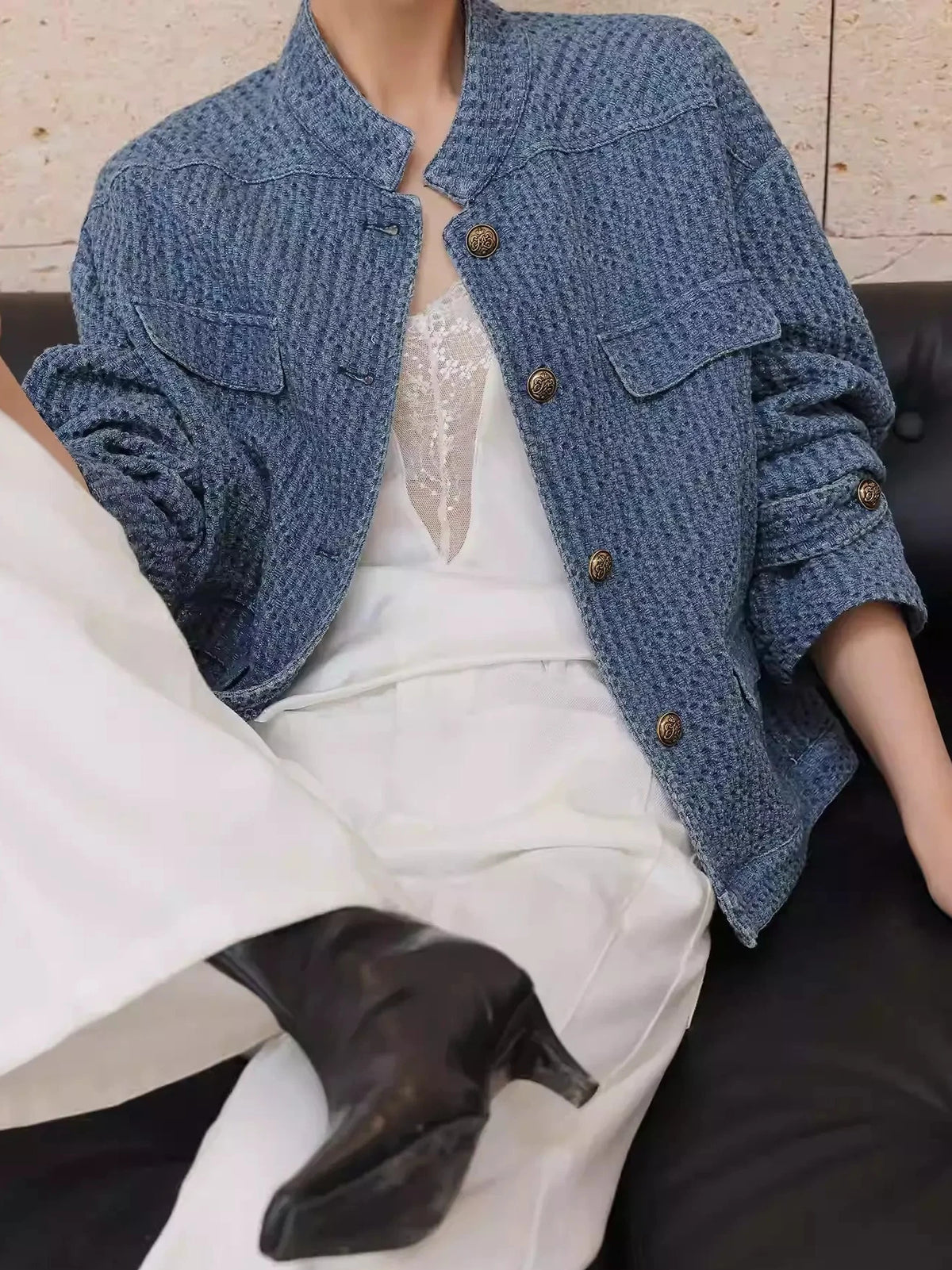 Textured Denim Jacket