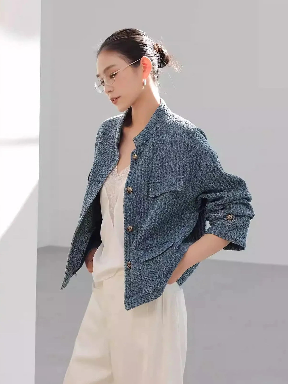 Textured Denim Jacket